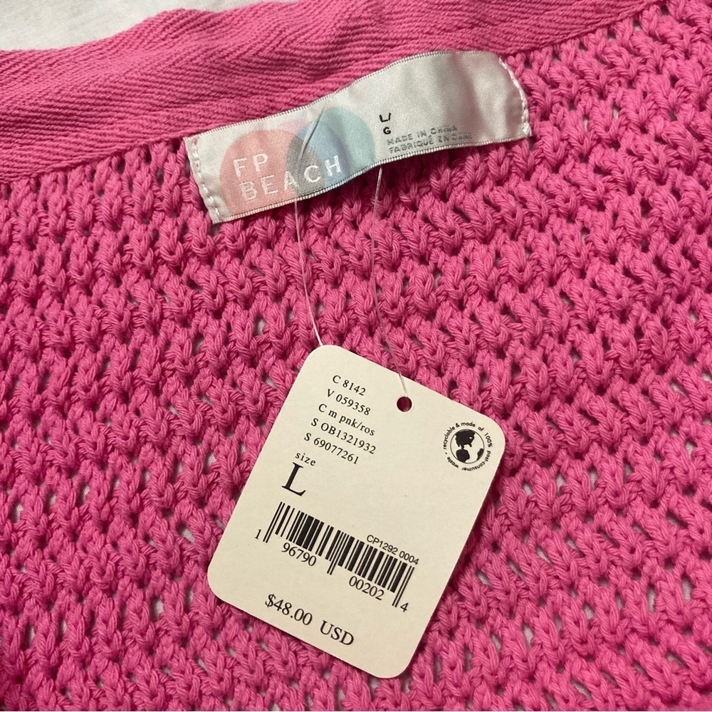 NWT Free People Beach Brandi Crochet Sweater Skirt Size Large Pink - Picture 6 of 6